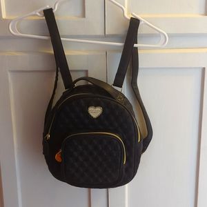 Betsey Johnson Mini Black Quilted Backpack